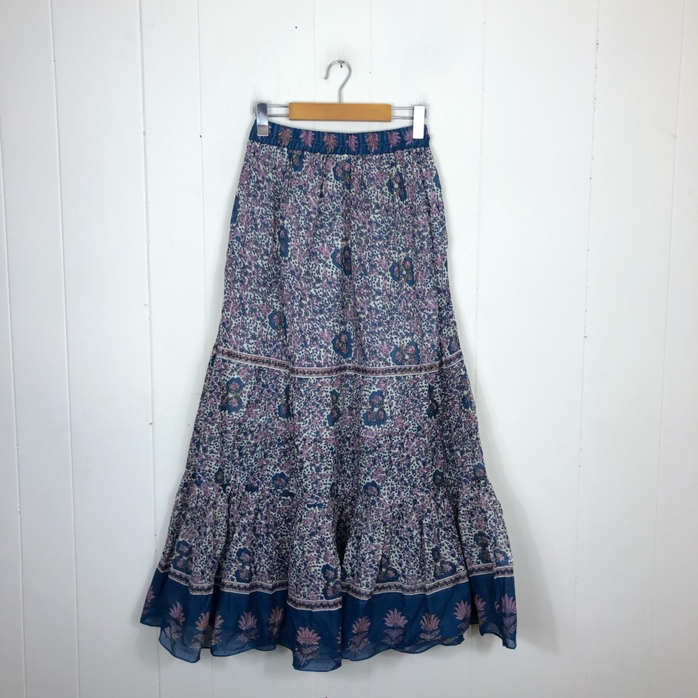NWT Goa Floral Boho Ruffled Prairie Skirt Sz S